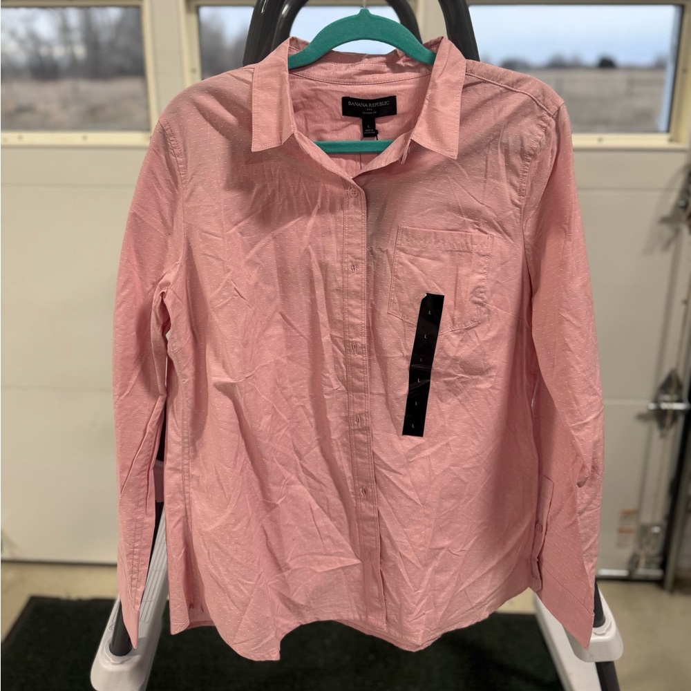Banana Republic Womens Pink Button-Down Shirt